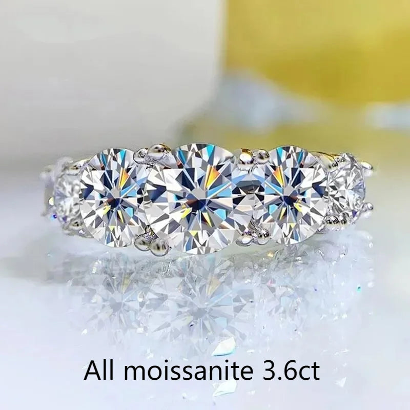 JoyceJelly 3.6CTTW All Moissanite Ring For Women 5 Stones Sparkling Diamond Wedding Band 925 Sterling Silver Jewelry GRA Certifi