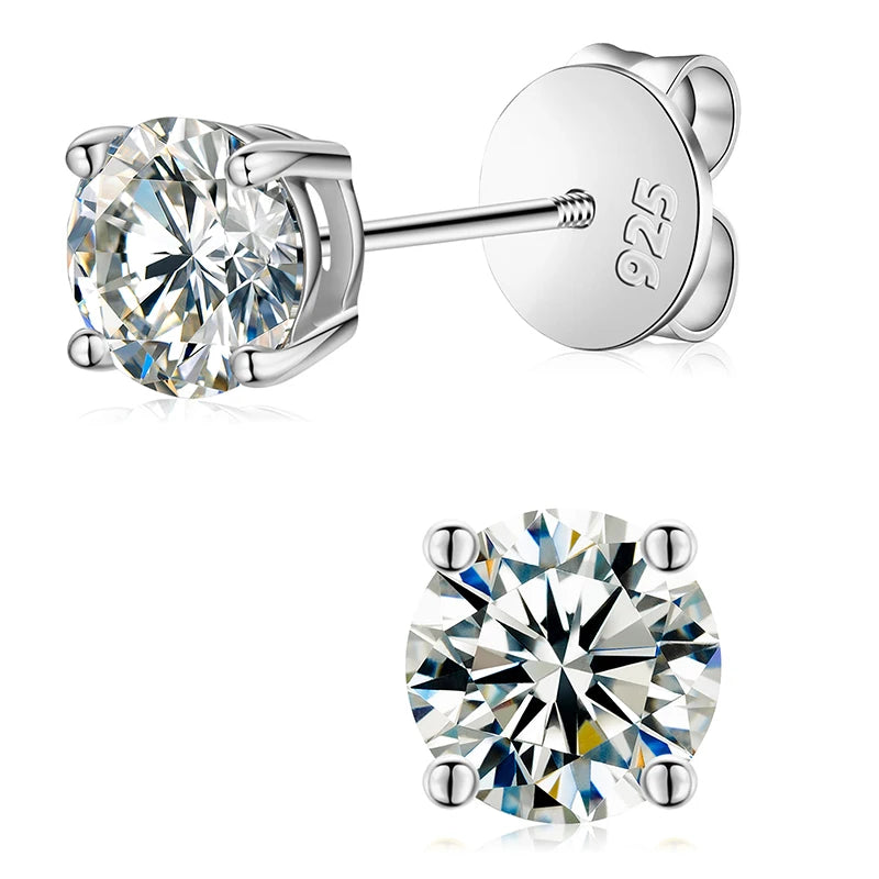 Boucles d'oreilles clous en Moissanite couleur D pour femmes, qualité supérieure, 100 % argent sterling 925, bijoux de mariage étincelants, accessoire d'oreille brillant