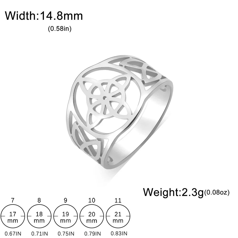Witch Knot Rings Women Men Witchcraft Wicca Stainless Steel Rings Celtics Knot Amulet Protection Couple Jewelry anillos mujer