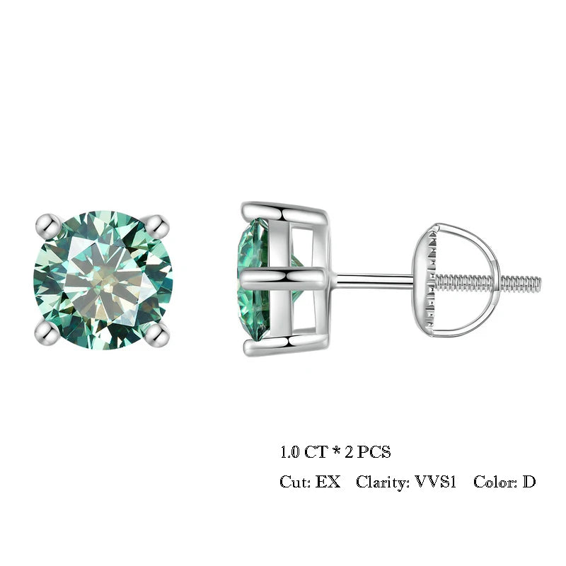 BAMOER Boucles d'oreilles 4 griffes en Moissanite pour femmes, argent sterling 925 massif, diamant de laboratoire 2 carats VVS1, bijoux de mariage classiques étincelants
