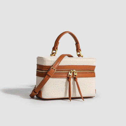 Sac à lunch rétro en toile épissée pour femme, sacoche portable à bandoulière pour le travail, petit sac carré, bandoulière réglable