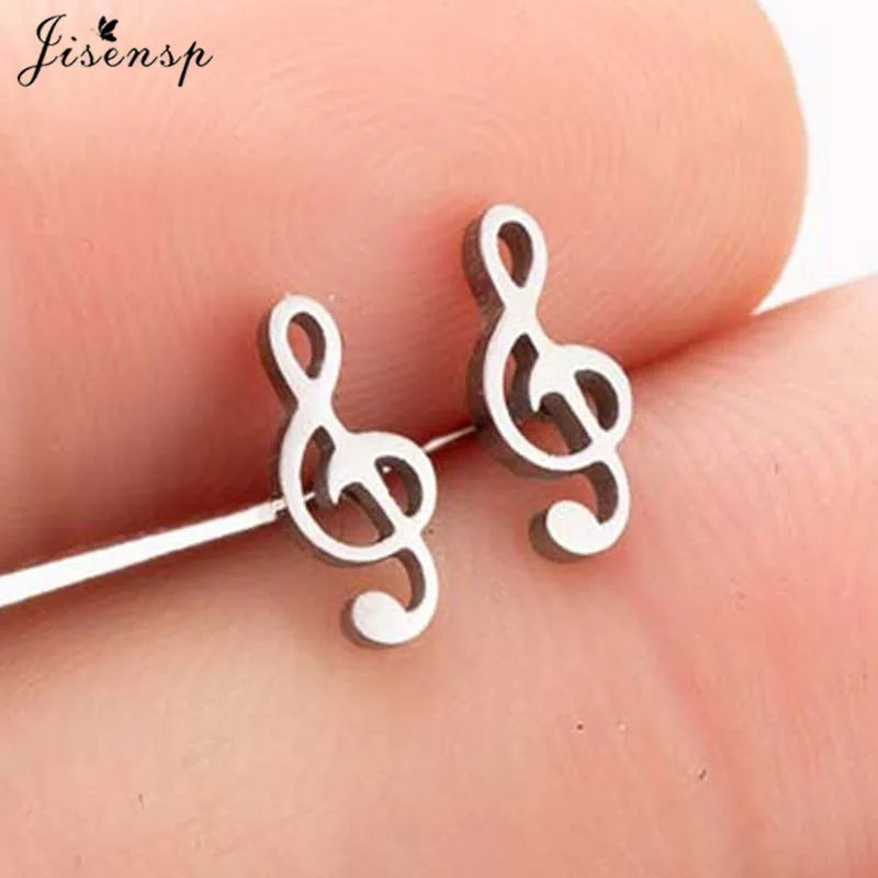 Multiple Stainless Steel Earings Fashion Jewelry Small Animal Ear Studs Music Leaf Fairy Hummingbird Earrings Pendientes Gift