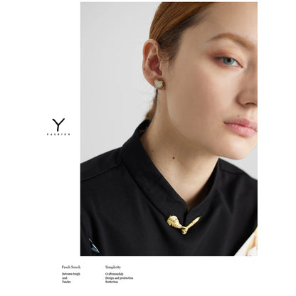 Yhpup Collier avec Pendentif Cœur en Acier Inoxydable Bijoux Tempérament Pierre Naturelle Agate Ras du Cou Collier Femme брелок Cadeau