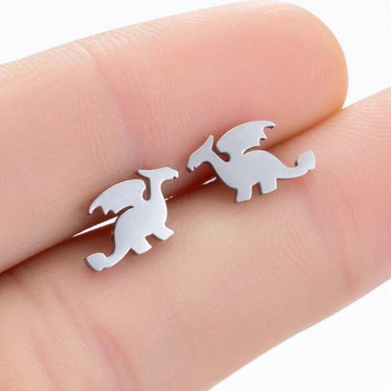 Multiple Stainless Steel Earings Fashion Jewelry Small Animal Ear Studs Music Leaf Fairy Hummingbird Earrings Pendientes Gift