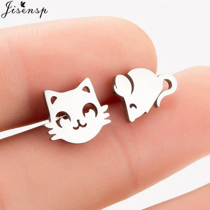Multiple Stainless Steel Earings Fashion Jewelry Small Animal Ear Studs Music Leaf Fairy Hummingbird Earrings Pendientes Gift