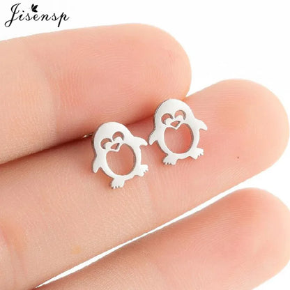 Multiple Stainless Steel Earings Fashion Jewelry Small Animal Ear Studs Music Leaf Fairy Hummingbird Earrings Pendientes Gift