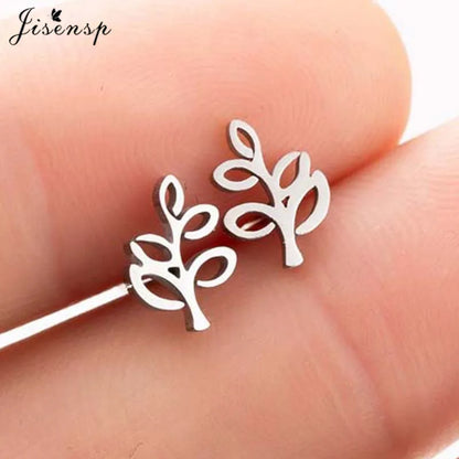 Multiple Stainless Steel Earings Fashion Jewelry Small Animal Ear Studs Music Leaf Fairy Hummingbird Earrings Pendientes Gift