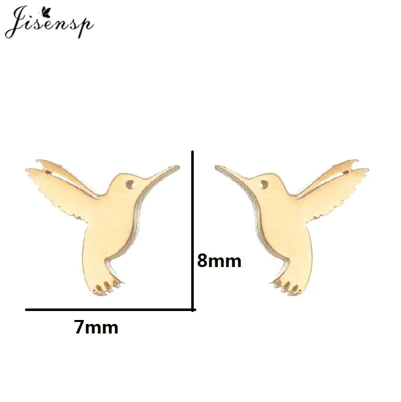 Multiple Stainless Steel Earings Fashion Jewelry Small Animal Ear Studs Music Leaf Fairy Hummingbird Earrings Pendientes Gift