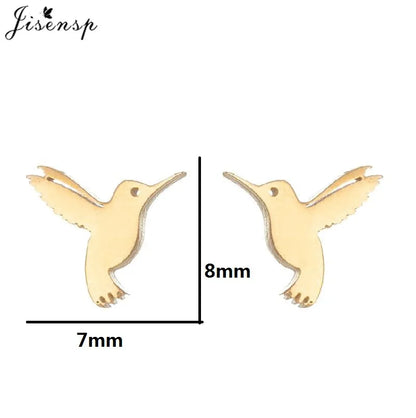 Multiple Stainless Steel Earings Fashion Jewelry Small Animal Ear Studs Music Leaf Fairy Hummingbird Earrings Pendientes Gift