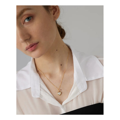 Yhpup Collier avec Pendentif Cœur en Acier Inoxydable Bijoux Tempérament Pierre Naturelle Agate Ras du Cou Collier Femme брелок Cadeau
