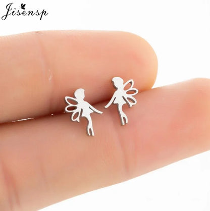 Multiple Stainless Steel Earings Fashion Jewelry Small Animal Ear Studs Music Leaf Fairy Hummingbird Earrings Pendientes Gift