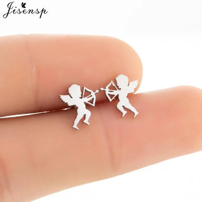 Multiple Stainless Steel Earings Fashion Jewelry Small Animal Ear Studs Music Leaf Fairy Hummingbird Earrings Pendientes Gift