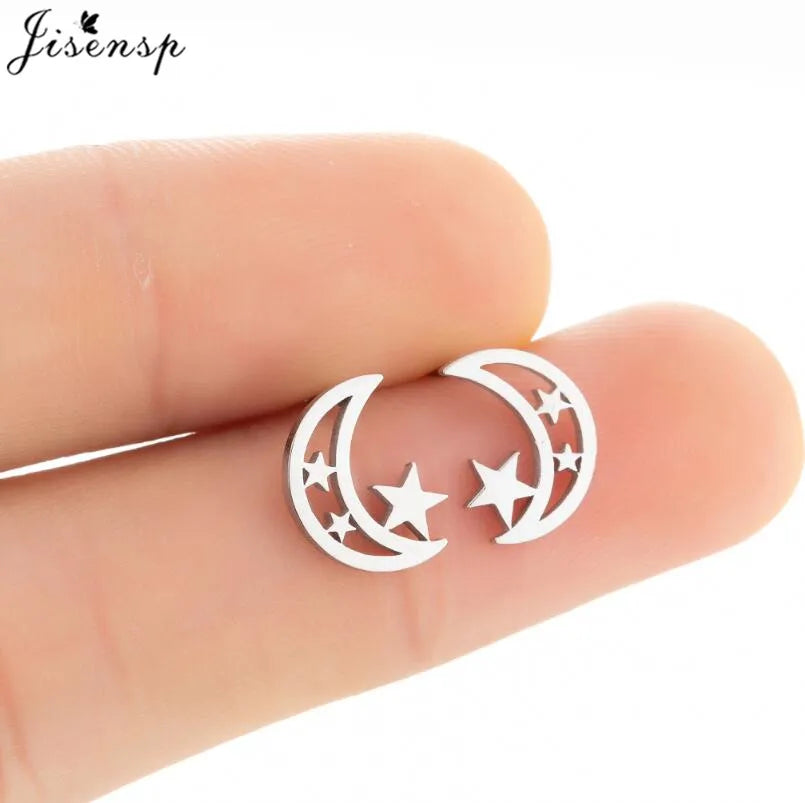 Multiple Stainless Steel Earings Fashion Jewelry Small Animal Ear Studs Music Leaf Fairy Hummingbird Earrings Pendientes Gift