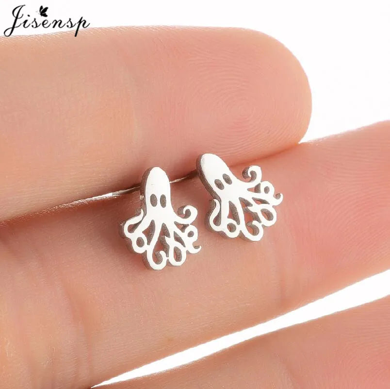 Multiple Stainless Steel Earings Fashion Jewelry Small Animal Ear Studs Music Leaf Fairy Hummingbird Earrings Pendientes Gift