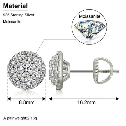 Boucles d'oreilles clous en Moissanite couleur D pour femmes, qualité supérieure, 100 % argent sterling 925, bijoux de mariage étincelants, accessoire d'oreille brillant