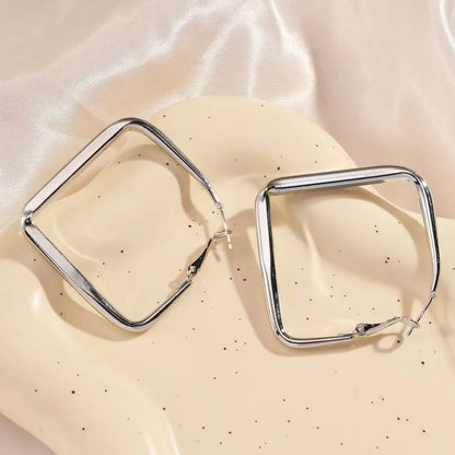 Boucles d'oreilles créoles carrées couleur or tendance pour femmes, exagérées en métal géométrique, boucles d'oreilles rondes irrégulières, bijoux