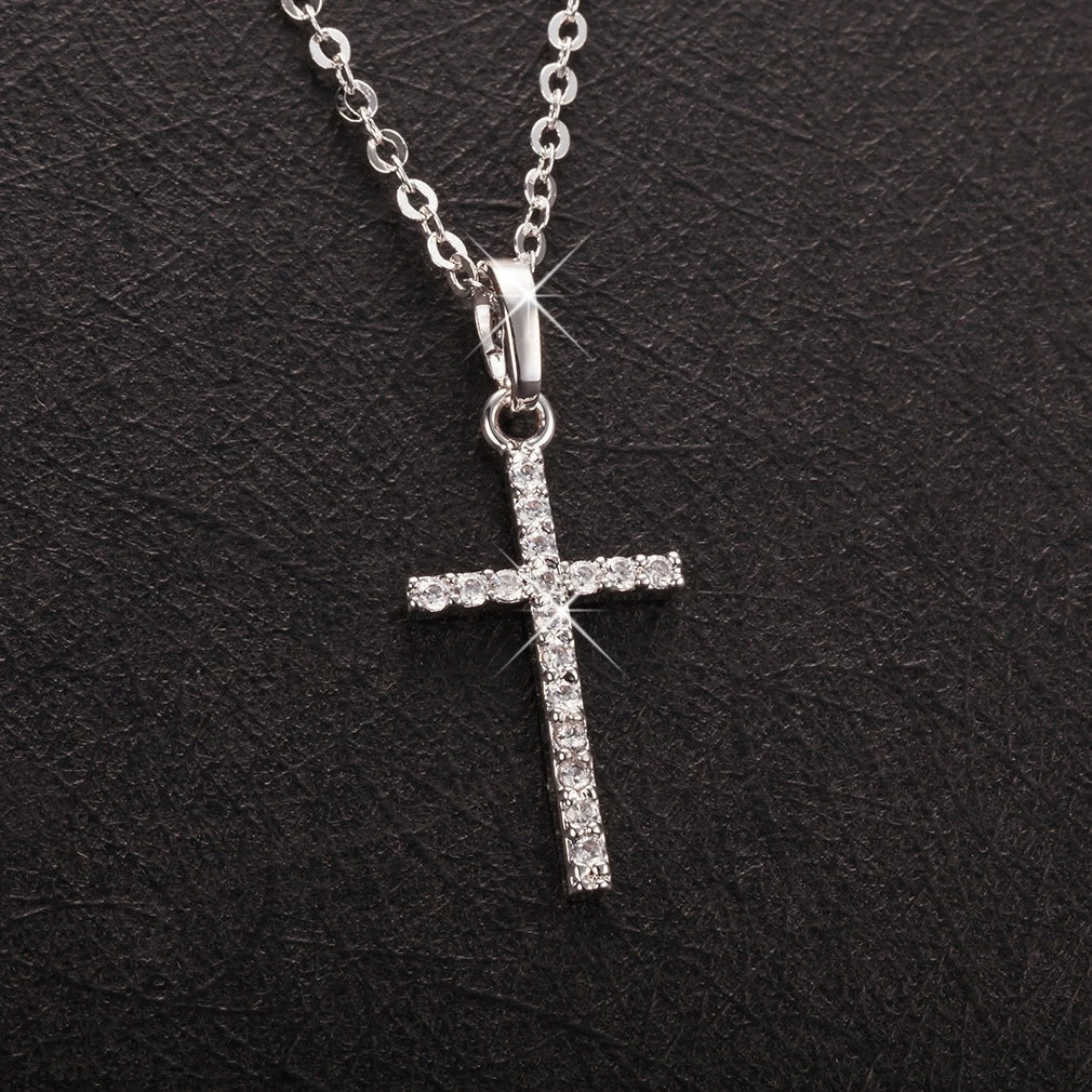 Women Necklace Jewelry Chain Fashion Cross With Rhinestone Pendant Necklace Stainless Steel Choke Ring Women Accessories New