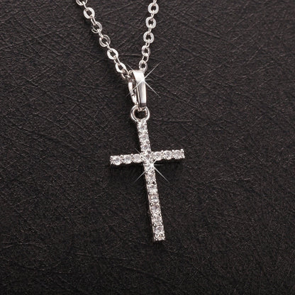 Women Necklace Jewelry Chain Fashion Cross With Rhinestone Pendant Necklace Stainless Steel Choke Ring Women Accessories New