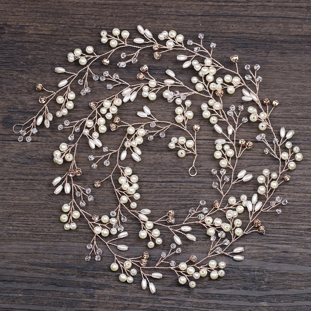 Serre-tête nuptial Crystal Pearl - Bandeau pour femmes, mariée, vigne de cheveux en strass, accessoires de cheveux de mariage, bijoux de tête, cadeau