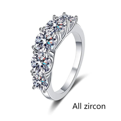 JoyceJelly 3.6CTTW All Moissanite Ring For Women 5 Stones Sparkling Diamond Wedding Band 925 Sterling Silver Jewelry GRA Certifi
