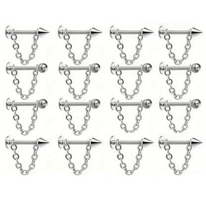 2 Pièces Boucle d'Oreille à Chaîne Simple et Tendance en Acier Inoxydable, Perçage Détachable pour Lèvre et Cartilage, Bijoux à Porter au Quotidien