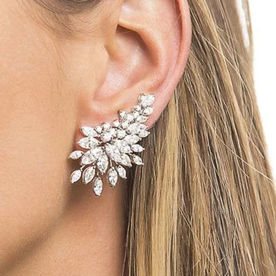 Yupsk Sparkling Cubic Zirconia Stud Earrings Gorgeous Female Wedding Party Fashion Ear Piercing Accessories for Women