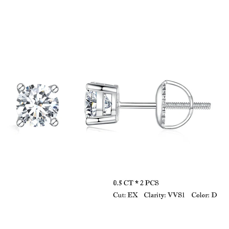 BAMOER Boucles d'oreilles 4 griffes en Moissanite pour femmes, argent sterling 925 massif, diamant de laboratoire 2 carats VVS1, bijoux de mariage classiques étincelants