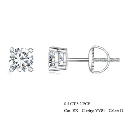BAMOER Boucles d'oreilles 4 griffes en Moissanite pour femmes, argent sterling 925 massif, diamant de laboratoire 2 carats VVS1, bijoux de mariage classiques étincelants