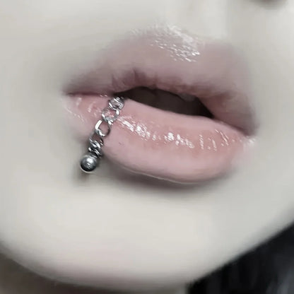 2 Pièces Boucle d'Oreille à Chaîne Simple et Tendance en Acier Inoxydable, Perçage Détachable pour Lèvre et Cartilage, Bijoux à Porter au Quotidien