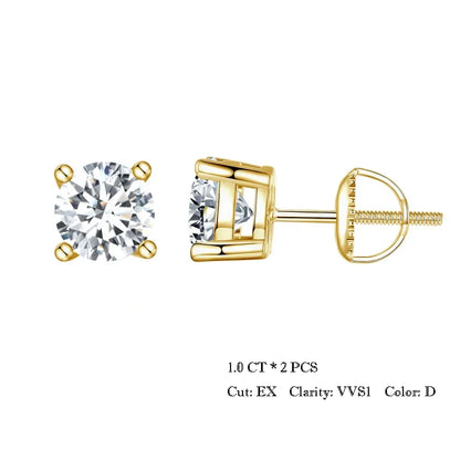 BAMOER Boucles d'oreilles 4 griffes en Moissanite pour femmes, argent sterling 925 massif, diamant de laboratoire 2 carats VVS1, bijoux de mariage classiques étincelants