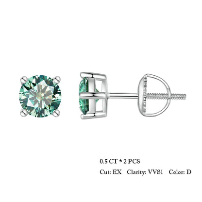 BAMOER Boucles d'oreilles 4 griffes en Moissanite pour femmes, argent sterling 925 massif, diamant de laboratoire 2 carats VVS1, bijoux de mariage classiques étincelants