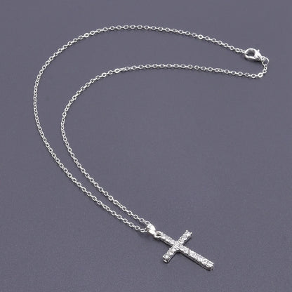 Women Necklace Jewelry Chain Fashion Cross With Rhinestone Pendant Necklace Stainless Steel Choke Ring Women Accessories New
