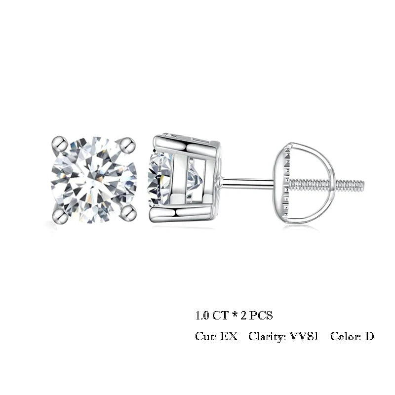 BAMOER Boucles d'oreilles 4 griffes en Moissanite pour femmes, argent sterling 925 massif, diamant de laboratoire 2 carats VVS1, bijoux de mariage classiques étincelants