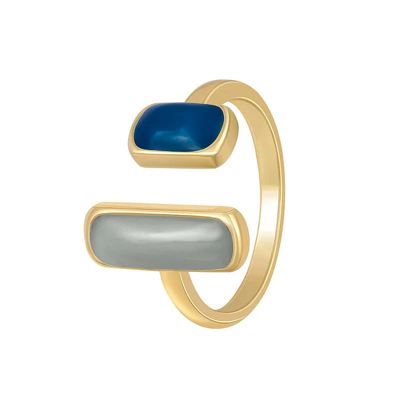 Nouvelle bague ajustable colorée en émail, bijou de mode rétro pour femme, bague géométrique couleur or, cadeau d'anniversaire de mariage