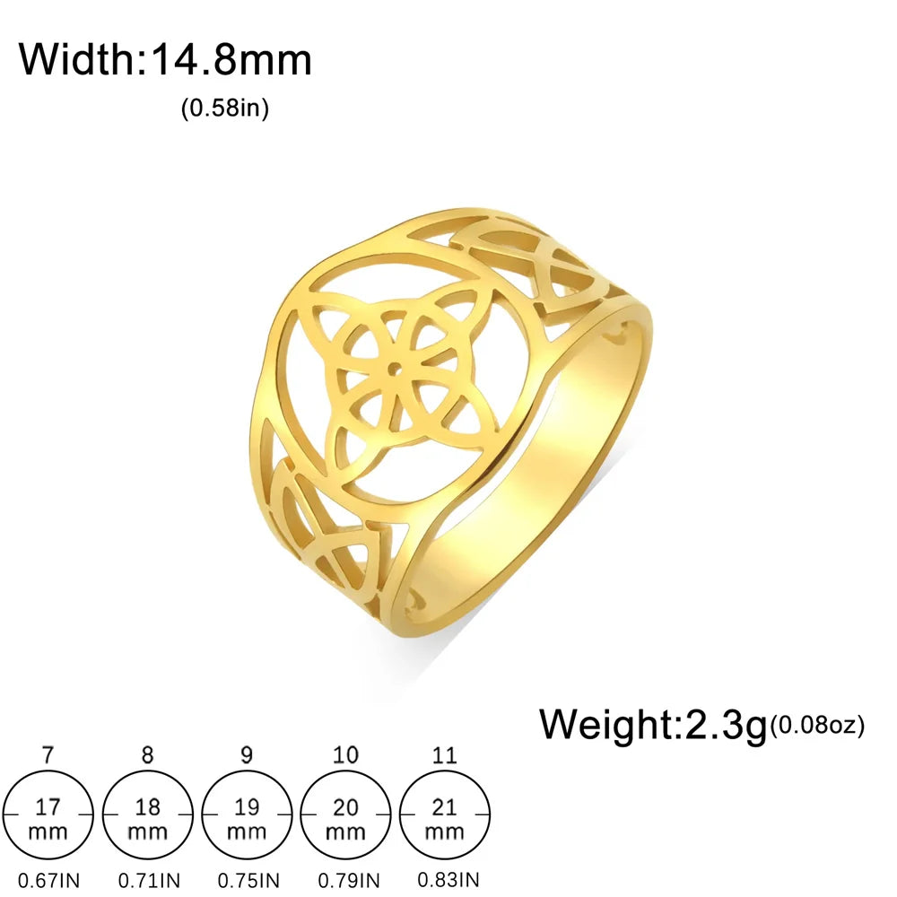 Witch Knot Rings Women Men Witchcraft Wicca Stainless Steel Rings Celtics Knot Amulet Protection Couple Jewelry anillos mujer