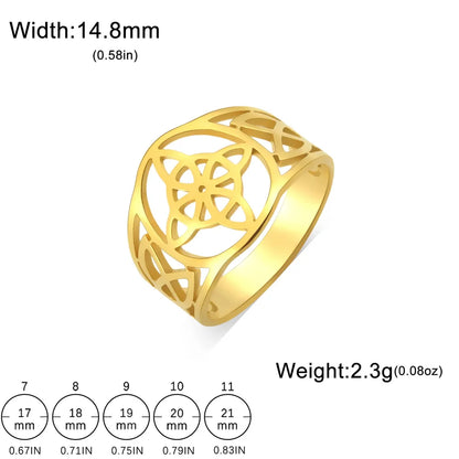 Witch Knot Rings Women Men Witchcraft Wicca Stainless Steel Rings Celtics Knot Amulet Protection Couple Jewelry anillos mujer