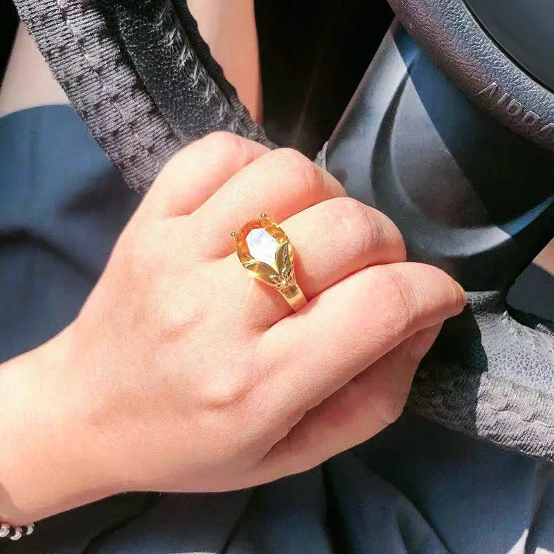 Bagues pour femmes en topaze naturelle or 18 carats pour faire la fête péridot pierre précieuse anneaux de mariage diamant bijoux de fiançailles bagues fines