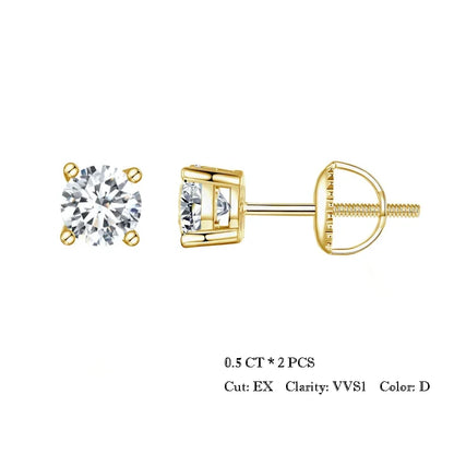 BAMOER Boucles d'oreilles 4 griffes en Moissanite pour femmes, argent sterling 925 massif, diamant de laboratoire 2 carats VVS1, bijoux de mariage classiques étincelants
