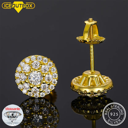 Boucles d'oreilles clous en Moissanite couleur D pour femmes, qualité supérieure, 100 % argent sterling 925, bijoux de mariage étincelants, accessoire d'oreille brillant