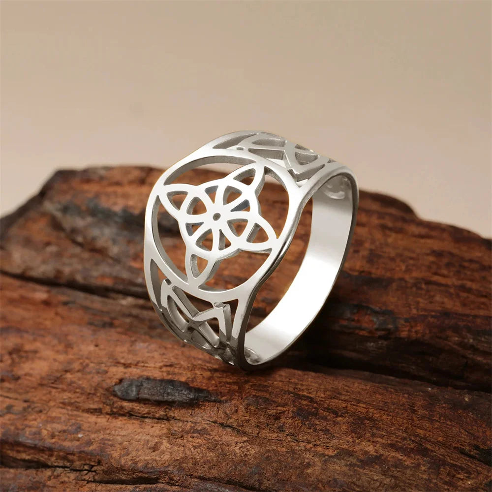 Witch Knot Rings Women Men Witchcraft Wicca Stainless Steel Rings Celtics Knot Amulet Protection Couple Jewelry anillos mujer