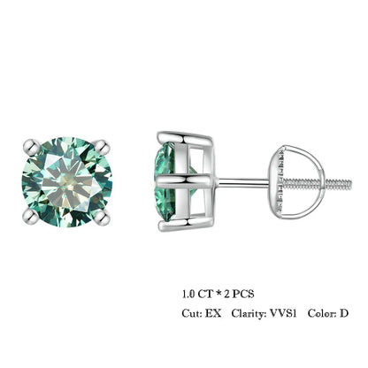 BAMOER Boucles d'oreilles 4 griffes en Moissanite pour femmes, argent sterling 925 massif, diamant de laboratoire 2 carats VVS1, bijoux de mariage classiques étincelants
