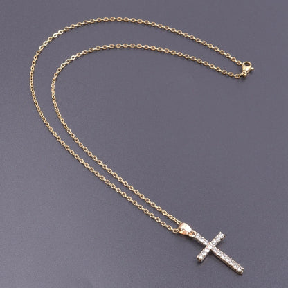 Women Necklace Jewelry Chain Fashion Cross With Rhinestone Pendant Necklace Stainless Steel Choke Ring Women Accessories New