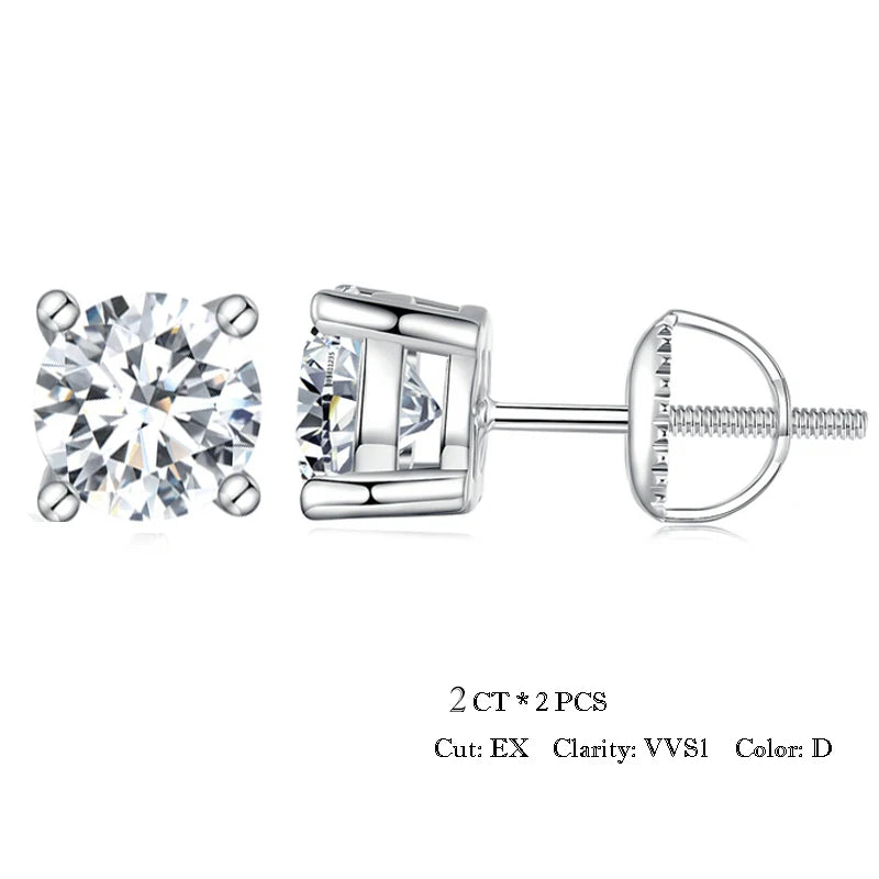 BAMOER Boucles d'oreilles 4 griffes en Moissanite pour femmes, argent sterling 925 massif, diamant de laboratoire 2 carats VVS1, bijoux de mariage classiques étincelants