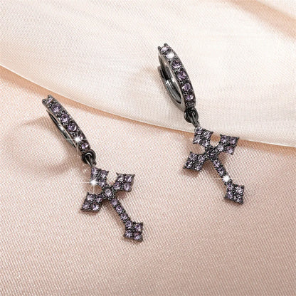 Fashion Luxury Zirconia Cross Dangle Earrings For Women Minimalist Personalized Ear Buckle Jewelry Accessory