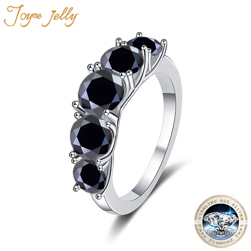 JoyceJelly 3.6CTTW All Moissanite Ring For Women 5 Stones Sparkling Diamond Wedding Band 925 Sterling Silver Jewelry GRA Certifi