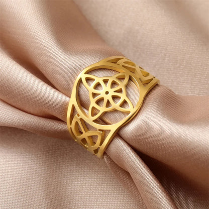 Witch Knot Rings Women Men Witchcraft Wicca Stainless Steel Rings Celtics Knot Amulet Protection Couple Jewelry anillos mujer