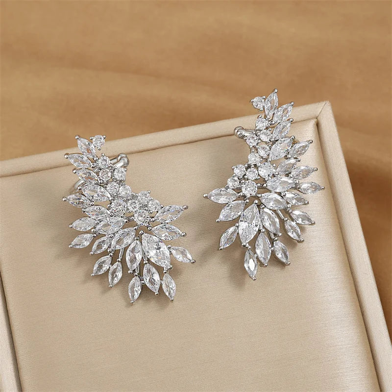 Yupsk Sparkling Cubic Zirconia Stud Earrings Gorgeous Female Wedding Party Fashion Ear Piercing Accessories for Women