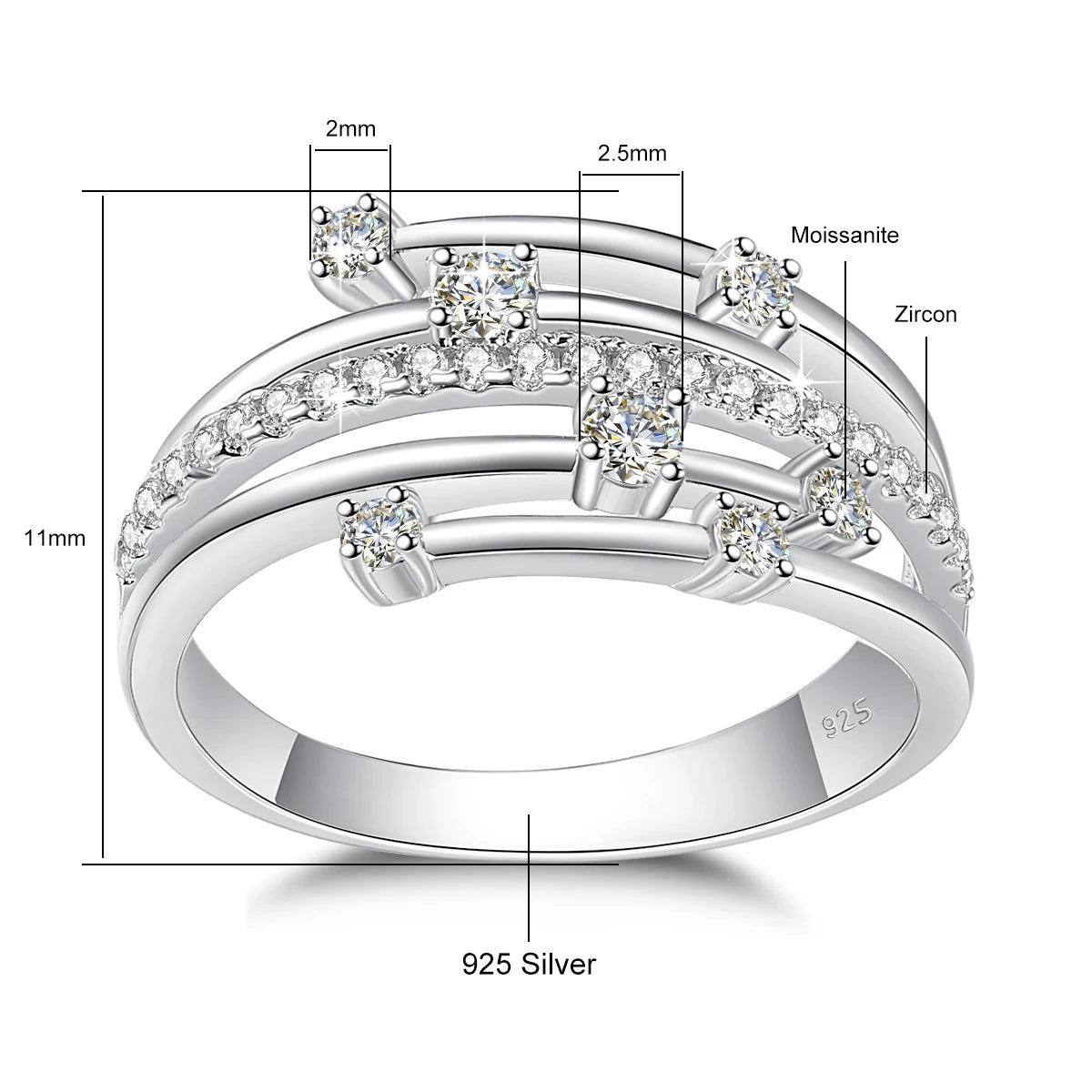 Bague Tendance Szjinao en Moissanite, Alliance Éternité, Bague en Argent Massif 925 pour Femme, Bijoux, Cadeau de Fiançailles, Livraison Directe