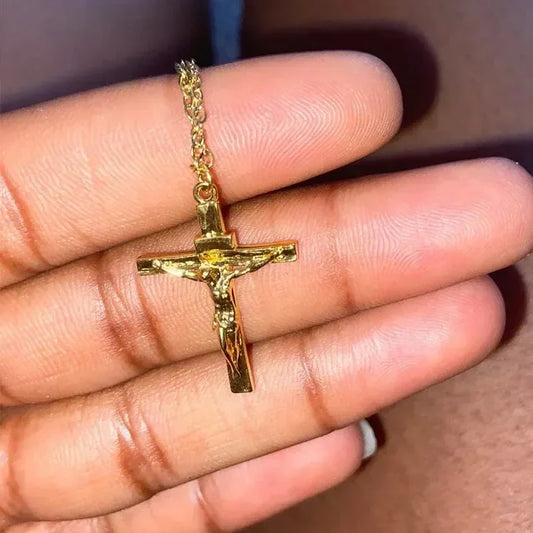 Collier croix chrétienne Jésus pour femmes et hommes, chaînes en acier inoxydable, ras du cou, pendentifs religieux, bijoux, prière, baptême, cadeaux