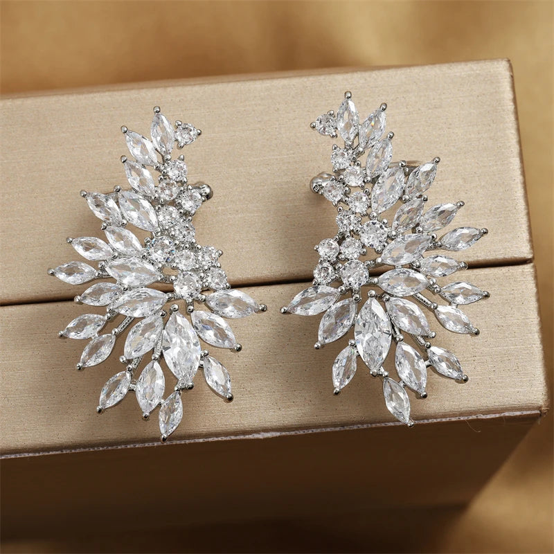 Yupsk Sparkling Cubic Zirconia Stud Earrings Gorgeous Female Wedding Party Fashion Ear Piercing Accessories for Women